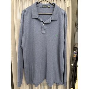 Polo Ralph Lauren 2XLT Shirt Mens Big & Tall Blue Long Sleeve Interlock Cotton